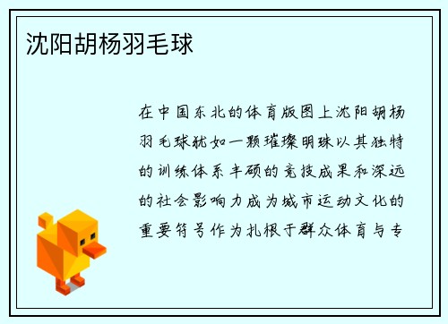沈阳胡杨羽毛球